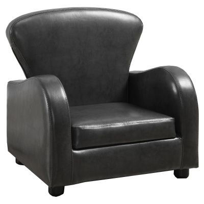 Monarch Kids' Padded Upholstered Leather-Look Accent Arm Chair - Charcoal Grey