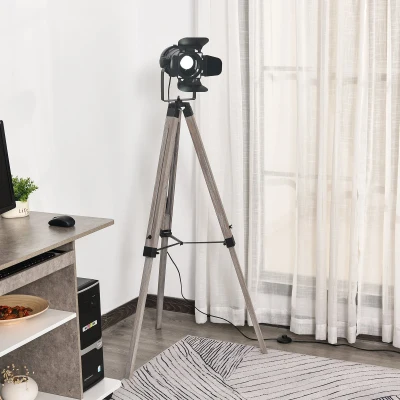 HOMCOM Adjustable Floor Lamp, Black Camera Shape Shade