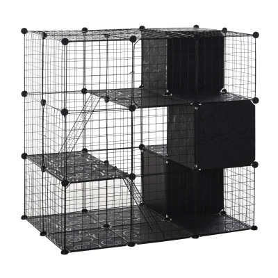 PawHut Pet Playpen with Door Storage Shelf for Kittens Chinchillas and Pet Minks