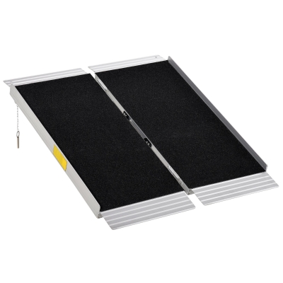 HOMCOM 3' Portable Wheelchair Ramp Aluminum Threshold Mobility Single-fold for Scooter with Carrying Handle