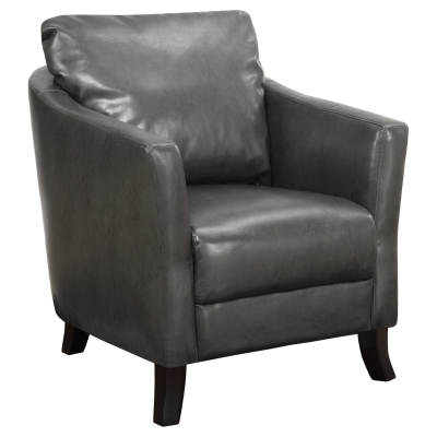 Monarch Elegant Plush Upholstered Leather-Look Accent Club Chair - Charcoal Grey