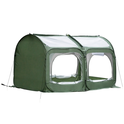 Outsunny 8' x 4' x 4' Portable Pop Up Mini Greenhouse with zippered Doors & Portable Zipper Bag for Plants Outdoor, PVC Cover