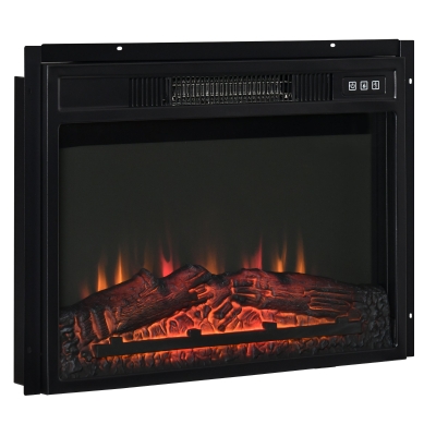 HOMCOM Electric Fireplace Insert, Recessed Fireplace Heater with Realistic Log Flames