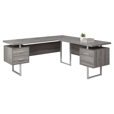 Monarch 70" L-Shaped Contemporary Wood-look Laminate Computer Desk - Dark Taupe