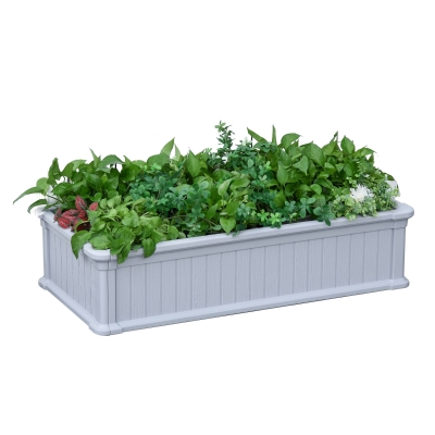Outsunny 4' x 2' x 1' Raise Garden Bed, Planter Box for Flowers, Herbs Outdoor Backyard with Easy Assembly - Grey