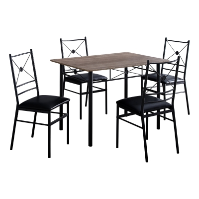 Monarch 5 Piece 43" Rectangular Metal Framed Table and Chairs Dining Set - Taupe / Black