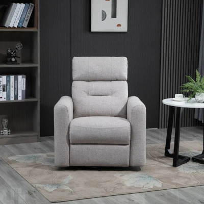 HOMCOM Manual Recliner Swivel Rocker Chair, Beige Linen Sofa