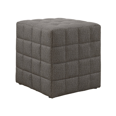 Monarch Padded Linen-Look Tufted Cube Ottoman - Light Brown
