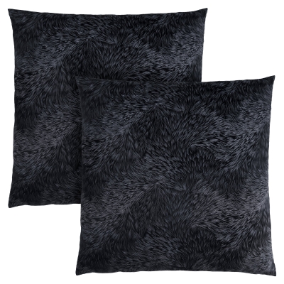 Monarch 18" x 18" Feathered Velvet Throw Pillow (Set of 2) - Black
