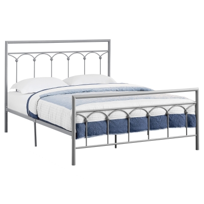 Monarch 62" Contemporary Veritcal Slat Arch Accent Metal Bed Frame - Queen Size - Silver Finish