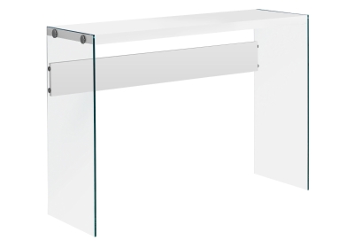 Monarch 44" Modern Tempered Glass Frame Accent Hall Sofa Console Table - White Glossy Finish