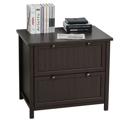 HOMCOM Retro Style 2-Drawer Lateral File Cabinet Chest with Hanging Bars, Wooden Documents Storage for Letter/Legal Size, Brown