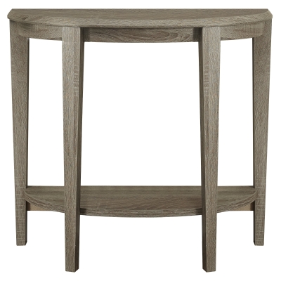 Monarch 36" Transitional Style Half-Moon Shaped 2-Tier Accent Console Table - Dark Taupe Reclaimed Wood-Look Finish