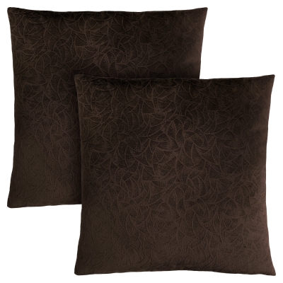 Monarch 18" x 18" Floral Velvet Decorative Throw Pillow (Set of 2) - Dark Brown
