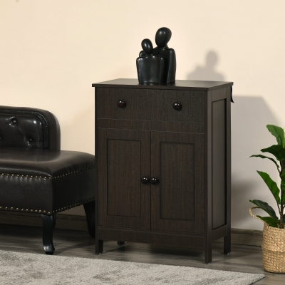 HOMCOM Modern Storage Cabinet Side Cupboard with Drawer and Adjustable Shelf for Living Room, Bedroom, Hallway, Brown