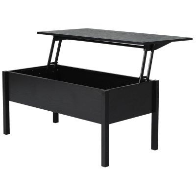 HOMCOM Wood Living Room End Table Furniture With Lift Top Storage Space, Black
