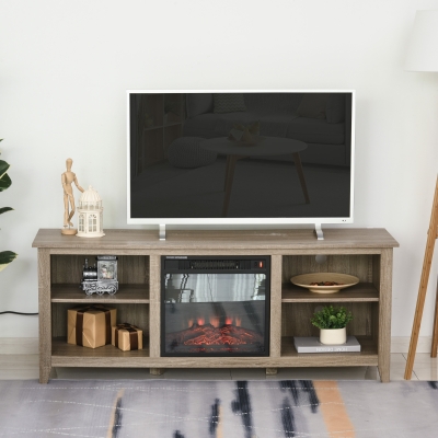Electric fireplace 60''x15.25''x23.5'' Brown