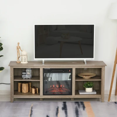 Electric fireplace 60''x15.25''x23.5'' Brown