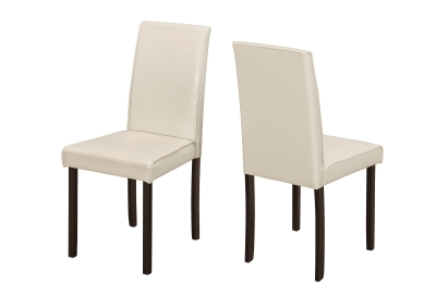 Monarch 2 Piece 36" PU Leather Wooden Legged Modern Parson Dining Chair Set - Ivory