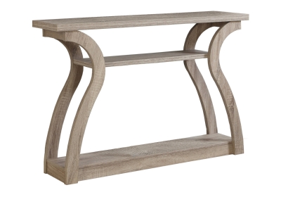 Monarch 47" Contemporary 3-Tier Wood Grain-Look Curved Leg Base Accent Console Table - Dark Taupe Finish