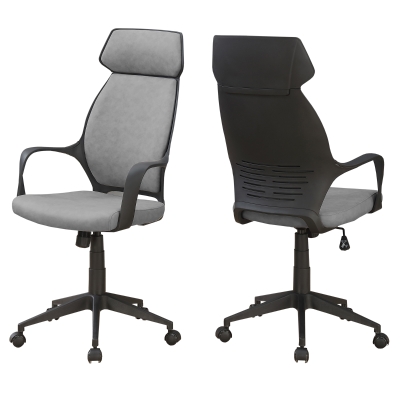 Monarch Ergonomic Adjustable Microfiber High Back Executive Office Chair - Grey / Black