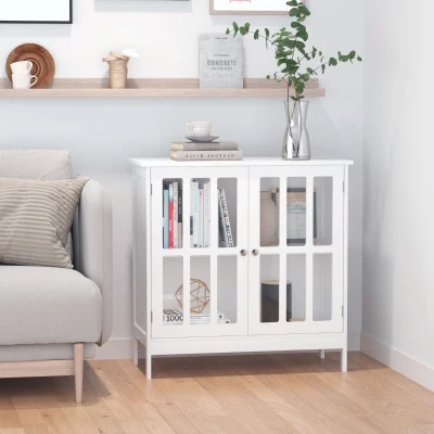 Kleankin Contemporary Storage Cabinet, White Buffet Credenza