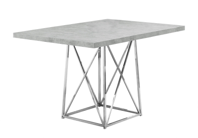 Monarch 48" x 36" Rectangular Wood Top Chrome Metal Base Modern Dining Table - Grey Cement