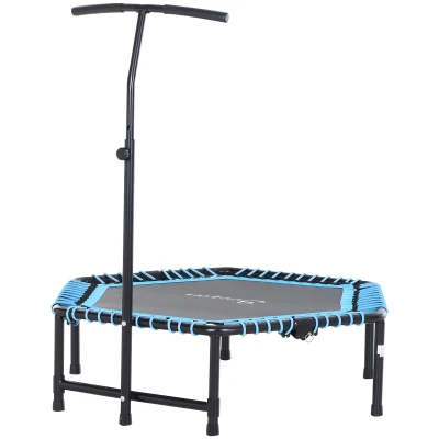 Soozier 4.5ft Fitness Trampoline, Portable with Adjustable T-Bar, Blue