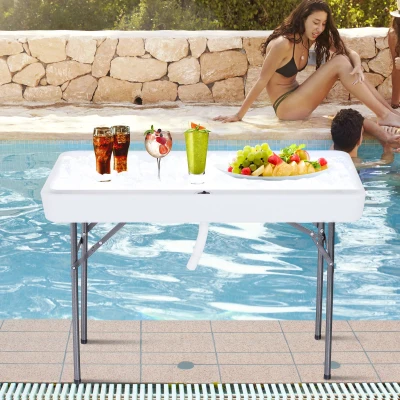 Outsunny 48" Folding Table with Sink, Outdoor Picnic Table