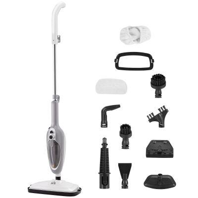 HOMCOM 10-in-1 1200W Steam Floor Mop Cleaner w/ 11 Attachments for Hardwood & Tiles