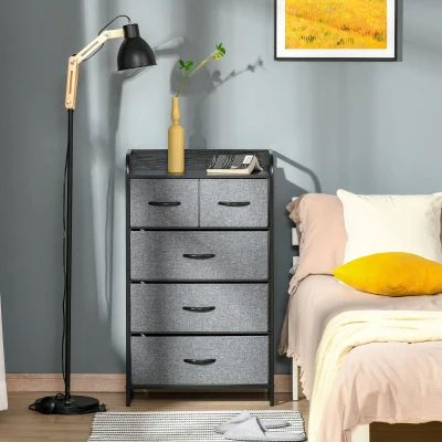 HOMCOM 5-Drawer Dresser Organizer with Steel Frame, Grey