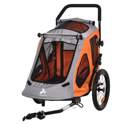 Aosom Pet Stroller Foldable with Mesh Windows Brakes and Cup Holder for Small Dogs