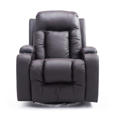 Open Box HOMCOM Luxury Faux Leather Heated Vibrating Massage Recliner Chair with Remote - Dark Brown
