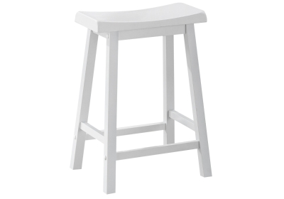 Monarch 2 Piece 24" Saddle Seat Wooden Counter Height Barstool Chair Set - White Finish