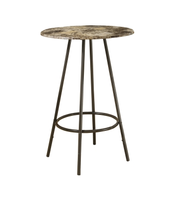 Monarch 30" Round Marble-Look Top Metal Framed Bar Height Table - Cappuccino Finish