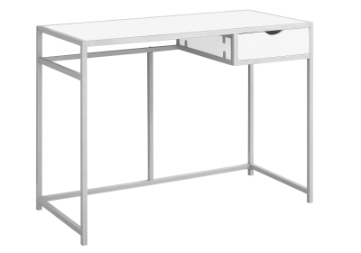 Monarch 42" Contemporary Compact Computer Writing Desk - White / Silver Metal