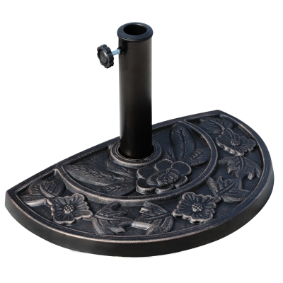 Outsunny 20" Half Round Patio Umbrella Base Outdoor Decorative Resin Parasol Stand Holder For Φ1.5", Φ1.9" Pole - Bronze