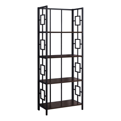 Monarch 62" H Transitional Decorative Metal 4-Tier Corner Etagere Bookcase - Espresso / Black Metal