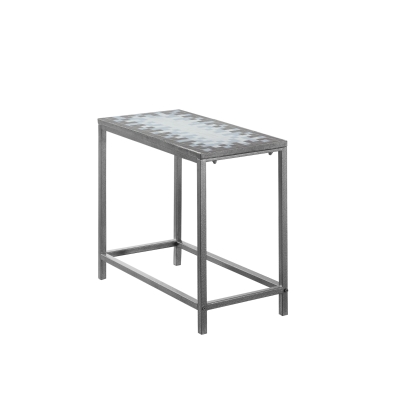 Monarch 22" Modern Mosaic Tile Top Hammered Silver Metal Frame Accent Side End Table - Grey / Blue Tile Finish
