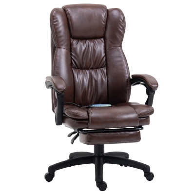 Vinsetto Massage Office Chair PU Leather Swivel Chair w/ 6-Point Vibration Massage Brown