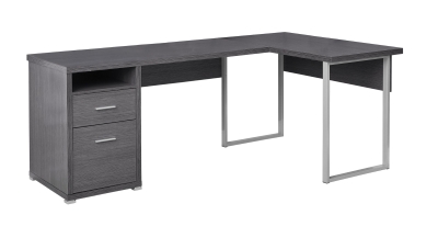 Monarch 80" L-Shaped Contemporary Wood-look Computer Desk - White / Grey Cement