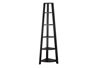 Monarch 72" Contemporary 5-Shelf Wood Grain-Look Corner Accent Display Bookcase - Cappuccino Finish