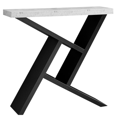 Monarch 36" Architectural Modern Cement-Look Top Angular Storage Base Accent Console Table - Black Finish
