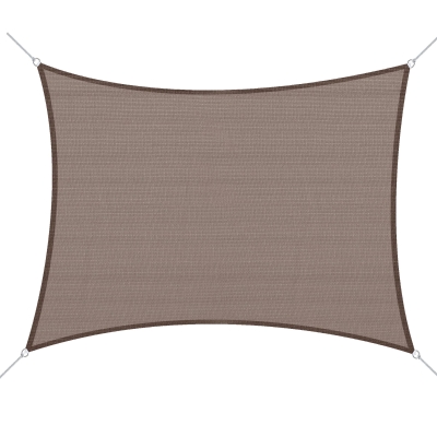 Outsunny 20' x 13' Rectangle Outdoor Patio Sun Shade Sail Canopy with D-Rings and Nylon Rope Included - Brown