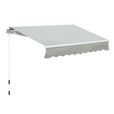 Outsunny 7.5' x 6.6' Retractable Sunshade Awning for the Patio with Easy Crank Design & Hardware Included, Grey