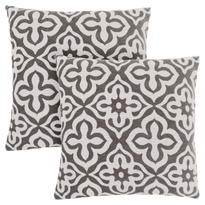 Monarch 18" x 18" Geometric Motif Decorative Throw Pillow (Set of 2) - Dark Taupe
