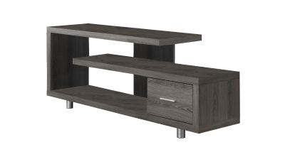 Monarch 60" Art Deco Style 3-Tier Open Shelf Storage Drawer Console TV Stand - Dark Taupe Finish