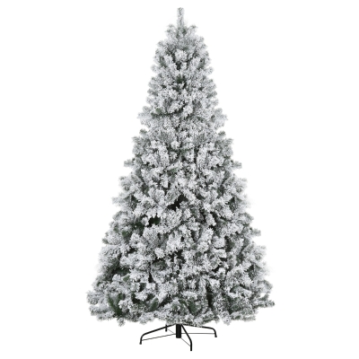 HOMCOM 7.5ft Tall Pre-Lit Snow-Flocked Artificial Christmas Tree with Realistic Branches, 550 Warm White LED Lights and 1346 Tips