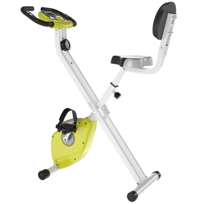 Soozier Indoor Exercise Bike with 8 Levels Foldable Upright Training Stationary of Magnetic Resistance LCD Screen for Aerobic Exercise Yellow