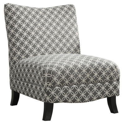 Monarch Modern Plush Upholstered Fabric Accent Slipper Chair - Grey Geometric Print